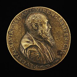 Nomisma aereum ab Alexandro Vittoria anno 1555 creatum, quod figuram Petri Lauro repraesentat
